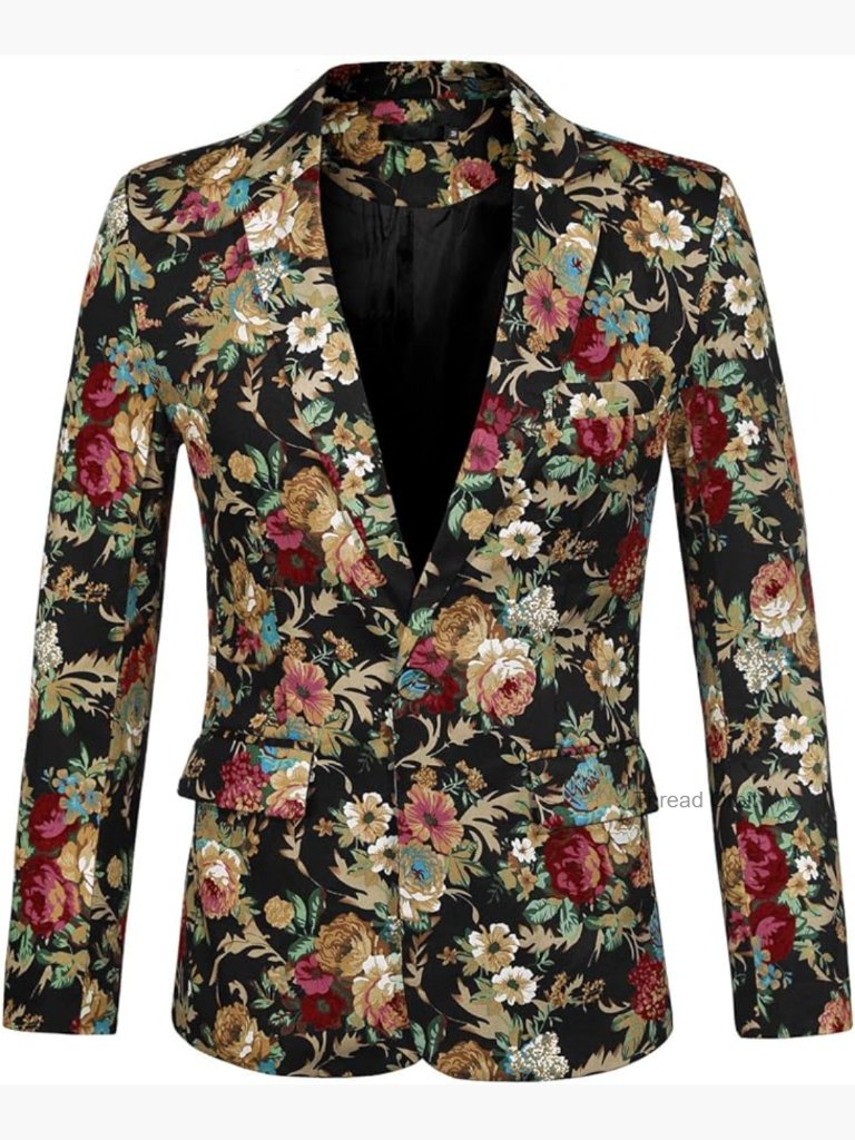 Slim Fit Floral Print One Button Prom Jacket Sport Coat